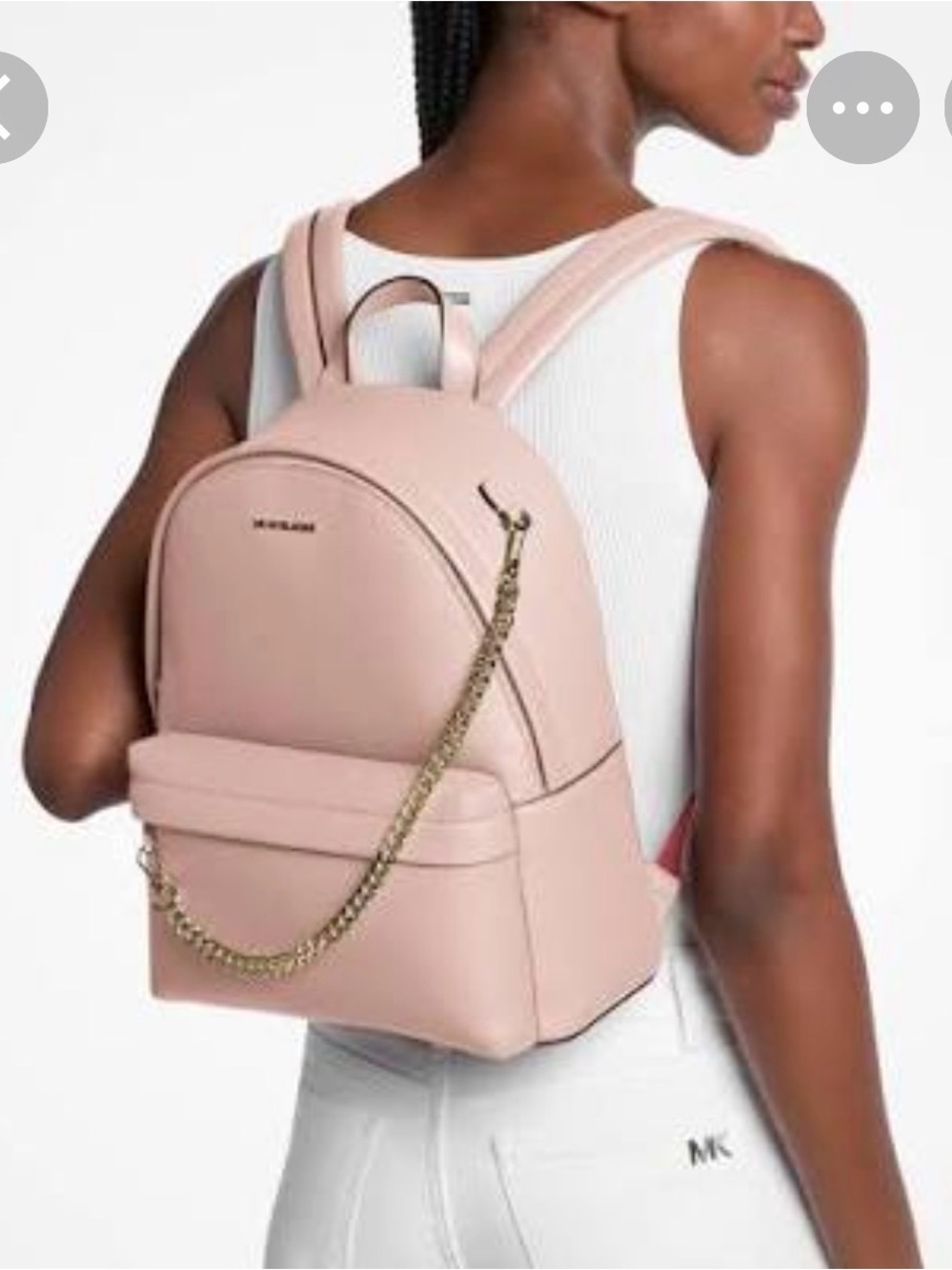 Michael Kors Blush Pink Leather Backpack with Gold Chain